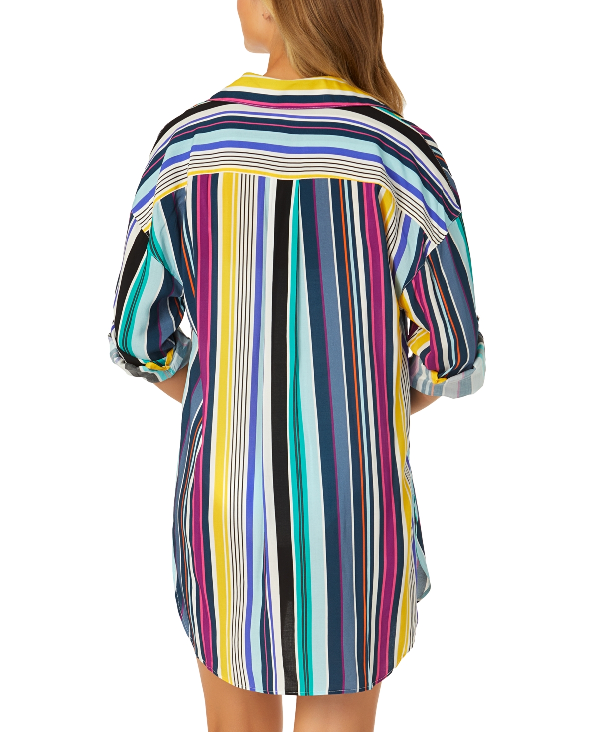 Anne Cole Women's Boyfriend Shirt Swim Cover-up In Multi
