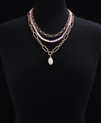 On 34th Gold-Tone Stone Beaded Three-Row Necklace 20 3 extender Exclusively at Macys 7590₽