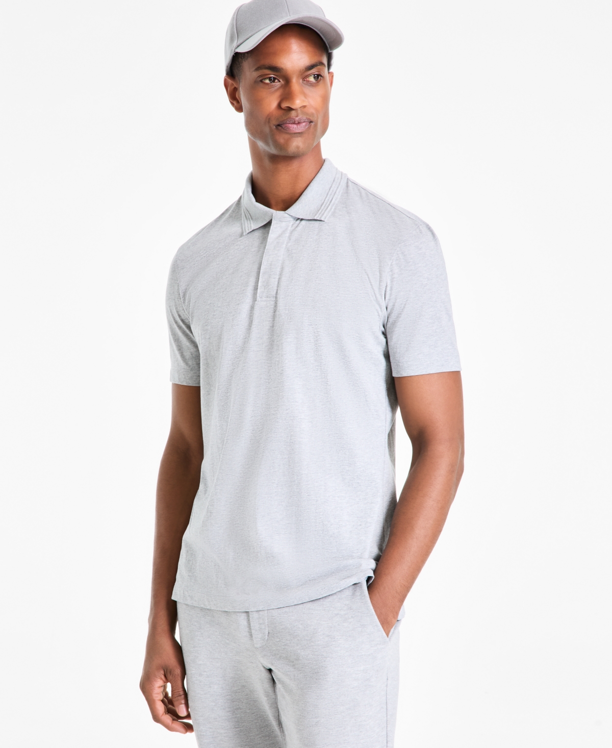 Alfani Men's Regular-fit Mercerized Polo Shirt, Created For Macy's In Casual Grey