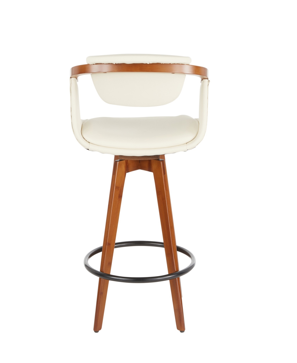 Lumisource 36" Bamboo Oracle Mid-century Modern Counter Stool In Cream