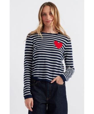 Women's Pure Merino Heart Breton Sweater