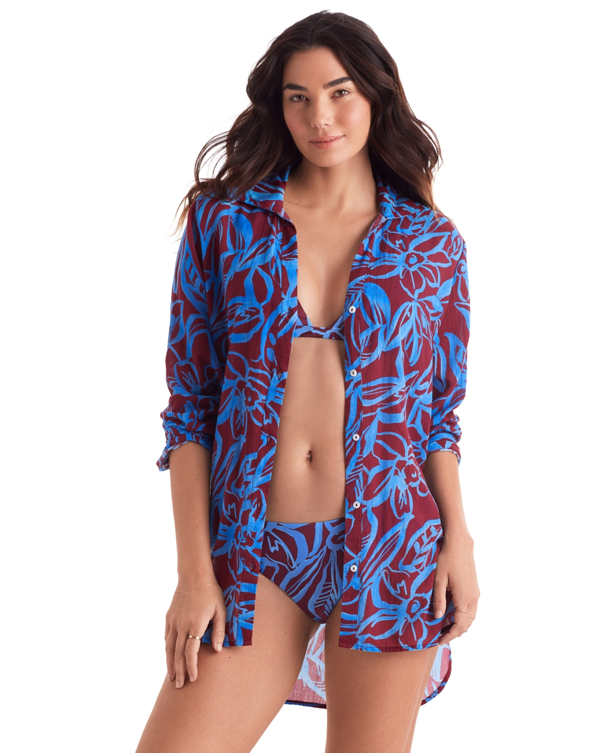 Shop Mimi Flamingo Women's Laguna Cotton Cover-up Shirt In Oasis