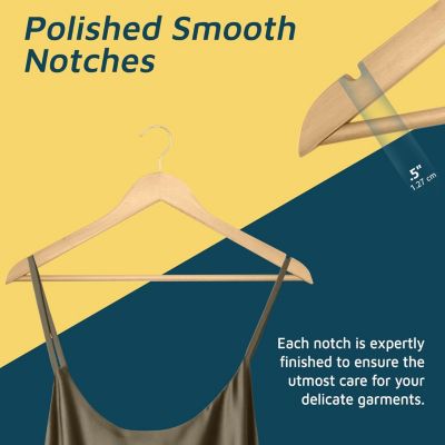 Wooden hanger set of 50 with non-slip design & 360° swivel hook—perfect for suits, coats, pants, jackets & dresses. Space-saving & durable