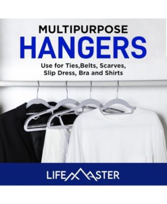 50-piece slim, lightweight hangers with 360° swivel hooks and non-slip rubber coating—perfect for saving space and holding dry or wet clothes.