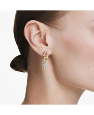 Gema Gold-Tone Plated, Asymmetrical Design, Mixed Cuts, Multicolored Drop Earrings