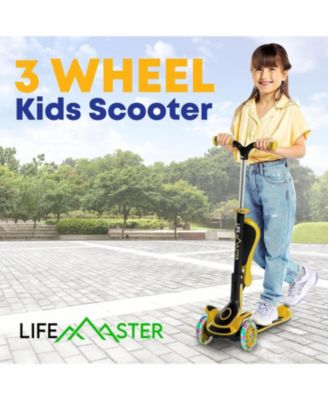 3-Wheel Kids Scooter with Foldable Seat, Adjustable Handlebar, LED Light-Up Wheels & Anti-Slip Deck, Lean-to-Steer Design for Ages 2+, Indoor/Outdoor