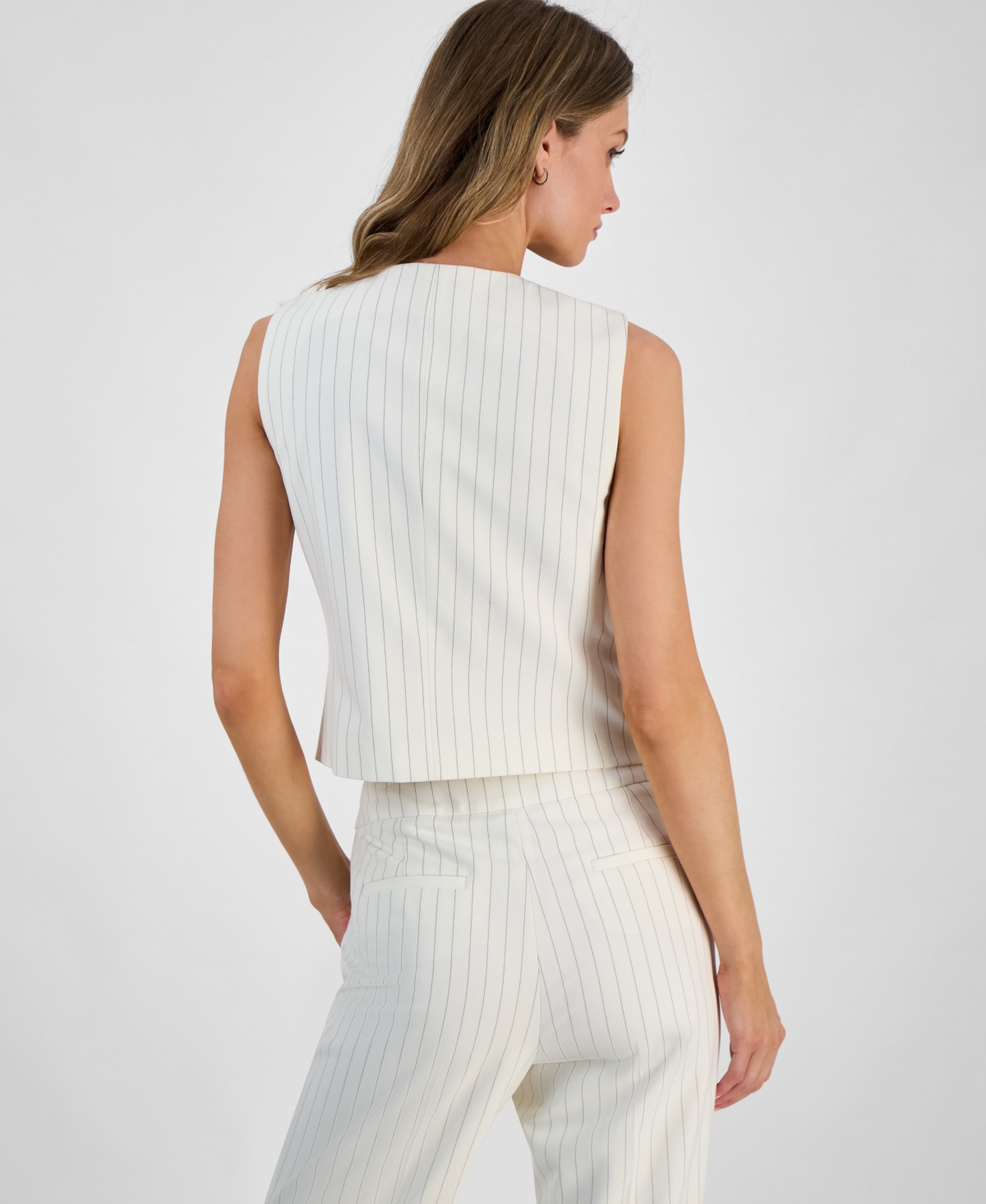 Bar Iii Women's Pinstriped Straight-leg Pants, Exclusively At Macy's In Bar White,black