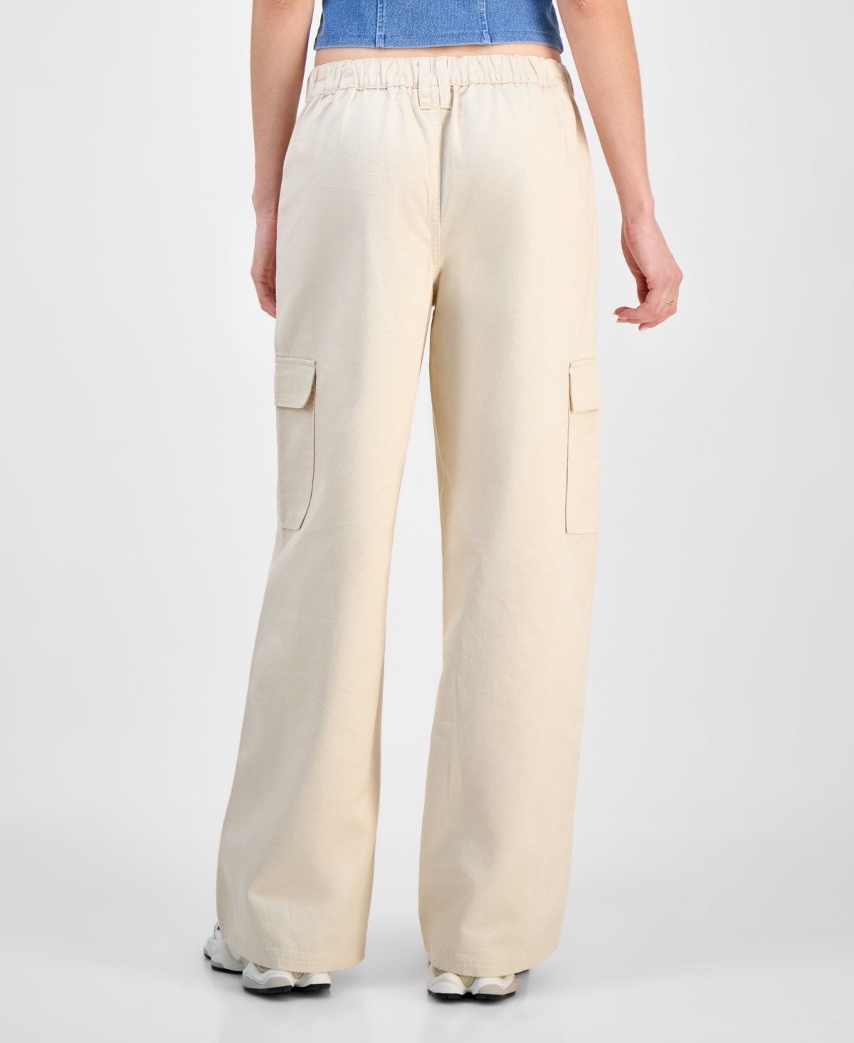 Celebrity Pink Juniors' Cargo Strap Wide-leg Pants