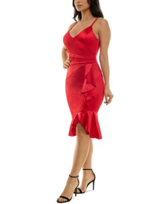 Juniors' Strappy Surplice-Neck Ruffled Dress