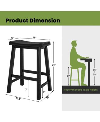 Set of 4 Wooden Ergonomic Saddle Counter Height Bar Stools