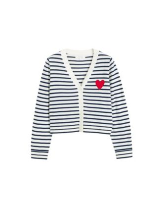 Women's Pure Merino Heart Breton Cardigan