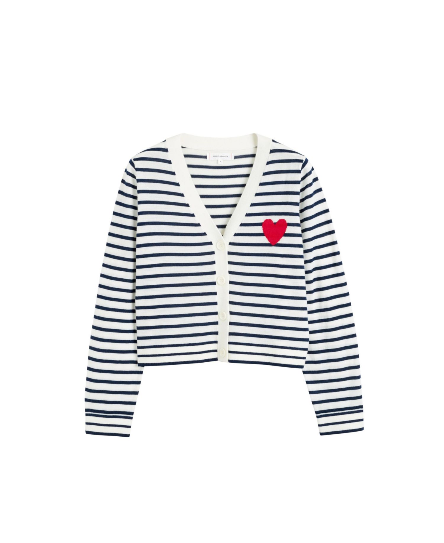 Women's Chinti and Parker Pure Merino Heart Breton Cardigan