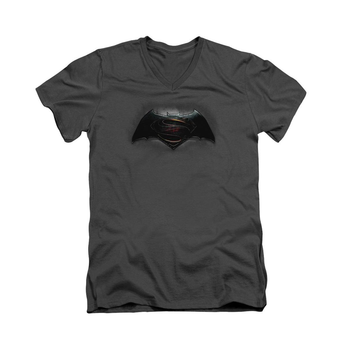 Men's Logo Short Sleeve Adult V Neck Premium Cotton Tee / T-Shirt - Charcoal