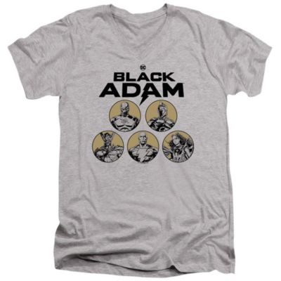 Black Adam Mens Contrast Group Short Sleeve Adult V Neck Premium Cotton Tee / T-Shirt