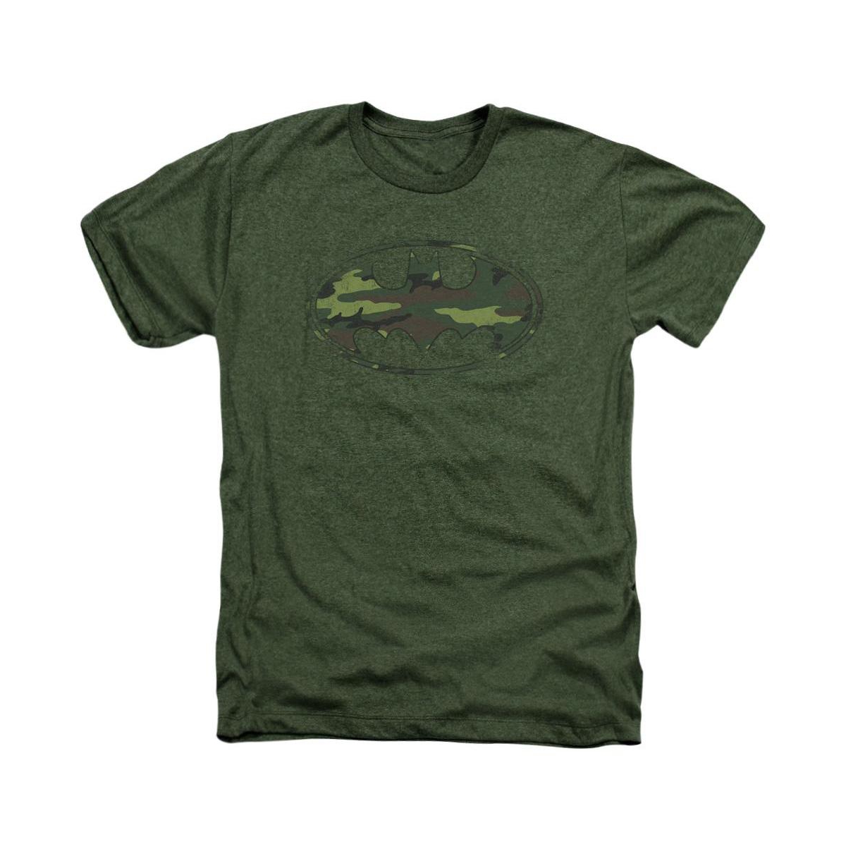 Men's Distressed Camo Shield Adult Heather Tee / T-Shirt - Green