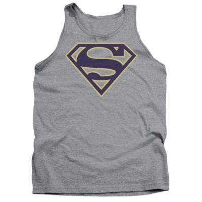Superman Mens Navy - Gold Shield Adult Tank Top