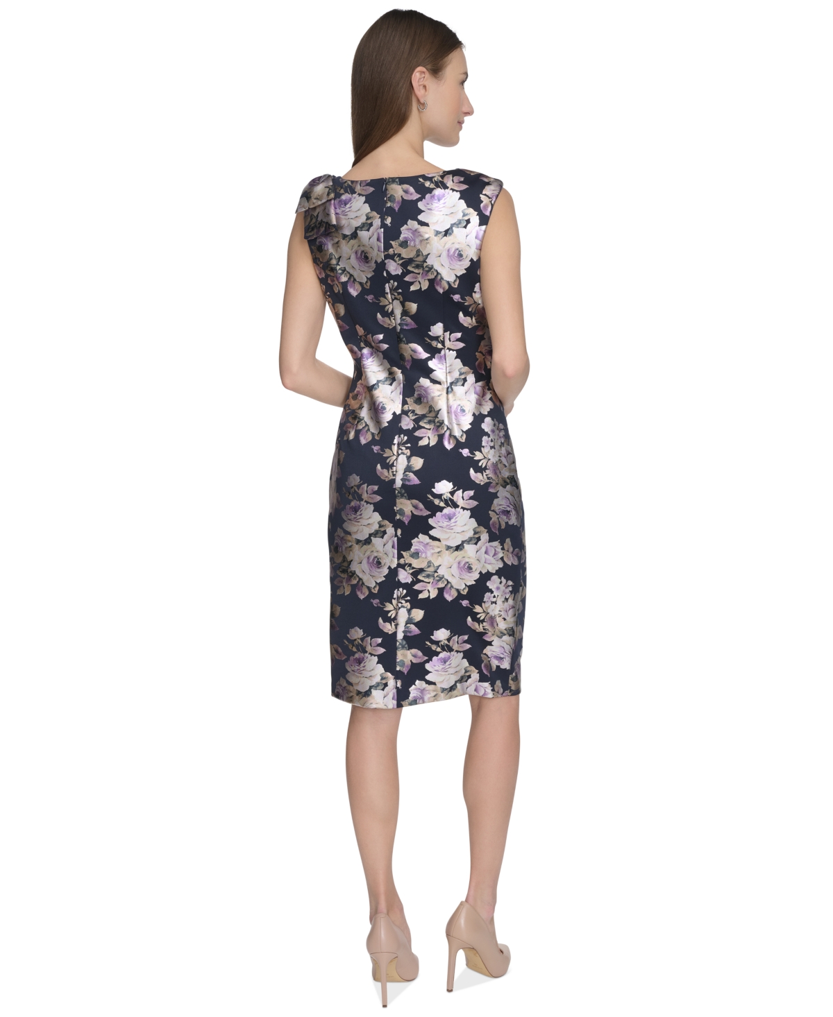 Jessica Howard Women's Printed Asymmetric Sleeveless Sheath Dress