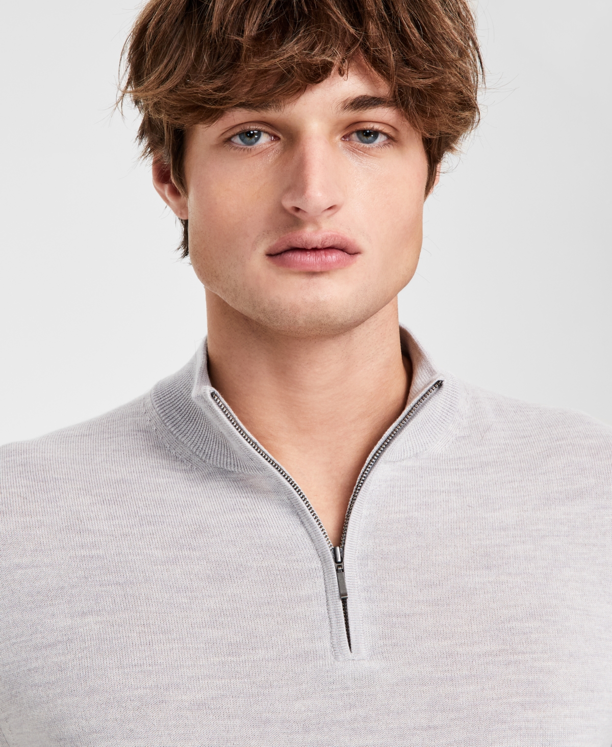 CHARLES TYRWHITT MEN'S MERINO WOOL QUARTER-ZIP SWEATER 