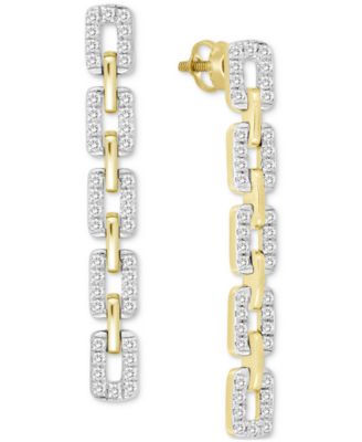 Macy's - Diamond Link Linear Drop Earrings (1/2 ct. t.w.) in 10k Yellow Gold