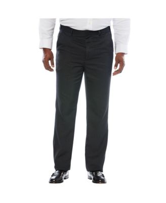 Men's Signature Collection No Hassle Classic Fit Expandable Waist Plain Front Dress Pants
