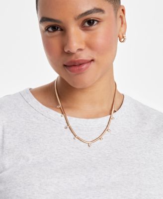 On 34th Gold-Tone Crystal Snake Chain Collar Necklace 18 3 extender Exclusively at Macys 7590₽