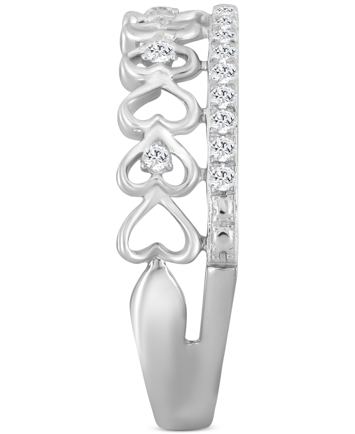 MACY'S DIAMOND HEART LINK DOUBLE ROW RING (1/5 CT. T.W.) IN 10K WHITE GOLD