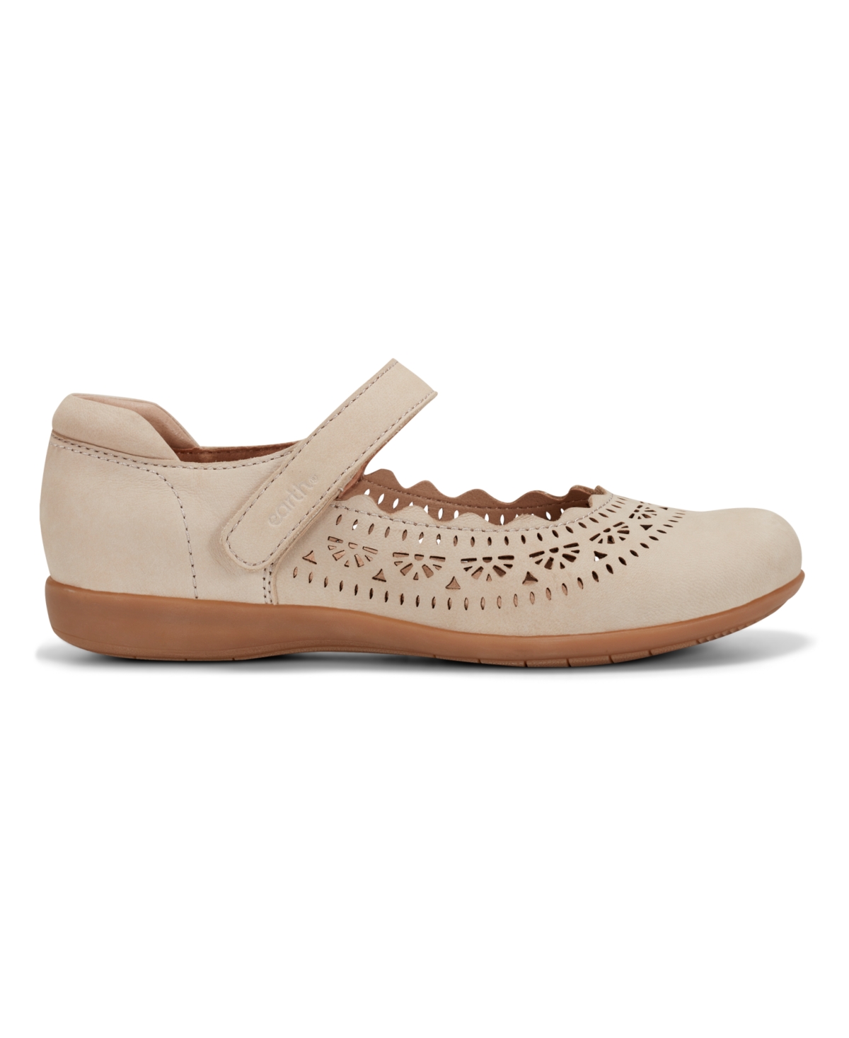 Shop Earth Women's Brady Mary Jane Round Toe Flats In Beige Leather