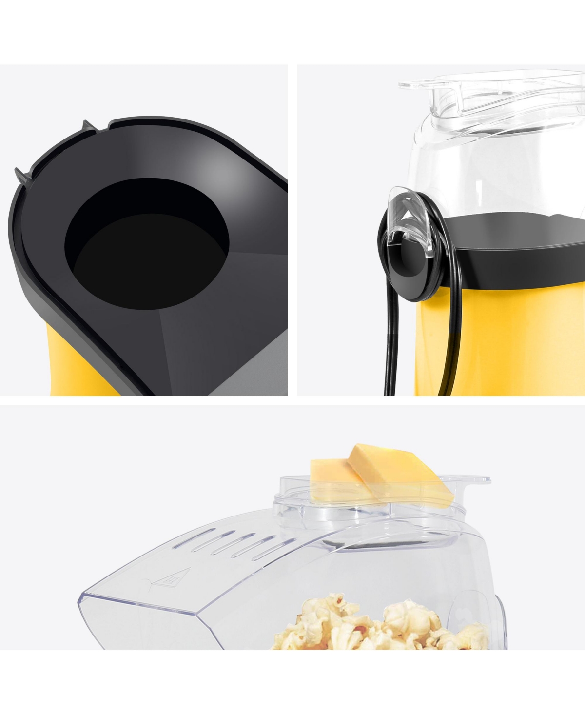 Elite Cuisine Fast Hot Air Popcorn Popper In Yellow