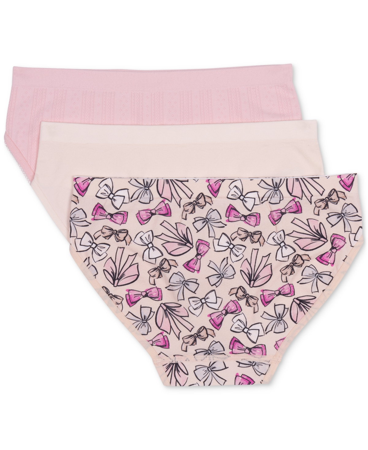 Shop Maidenform Big Girls Seamless Hipster Underwear, Pack Of 3 In Bow Pnk Poin