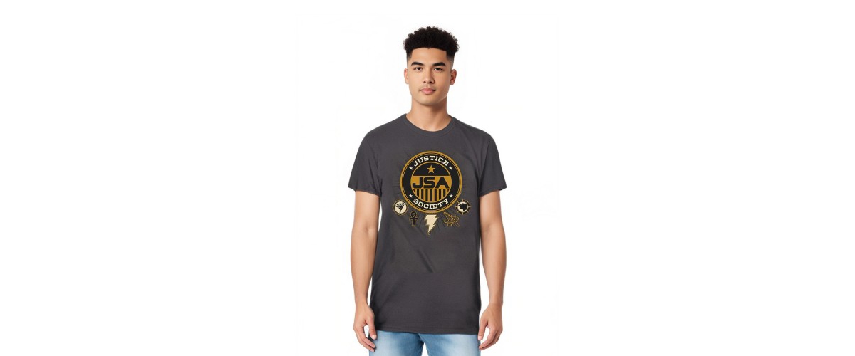 Mens Justice Society Short Sleeve Adult Tee / T-Shirt - Charcoal