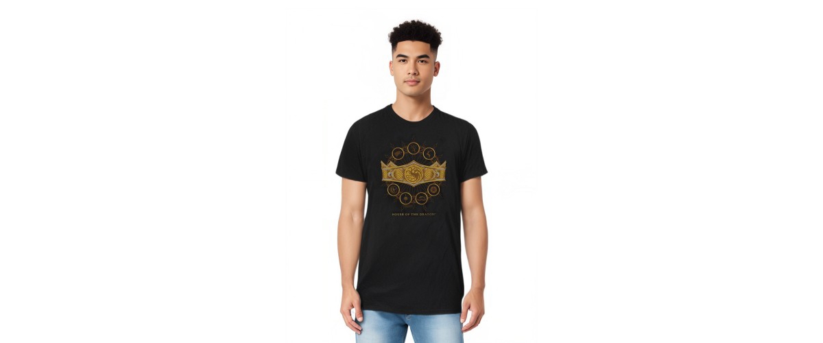 Men's Crown Short Sleeve Adult Tee / T-Shirt - Black