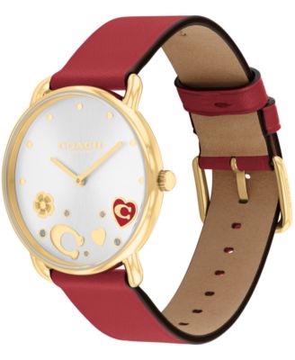 Women's Elliot Red Leather Strap Watch, 36mm