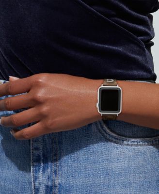 Women's Tan Coach Signature Canvas Leather Strap Band for Apple Watch 38mm, 40mm, 41mm