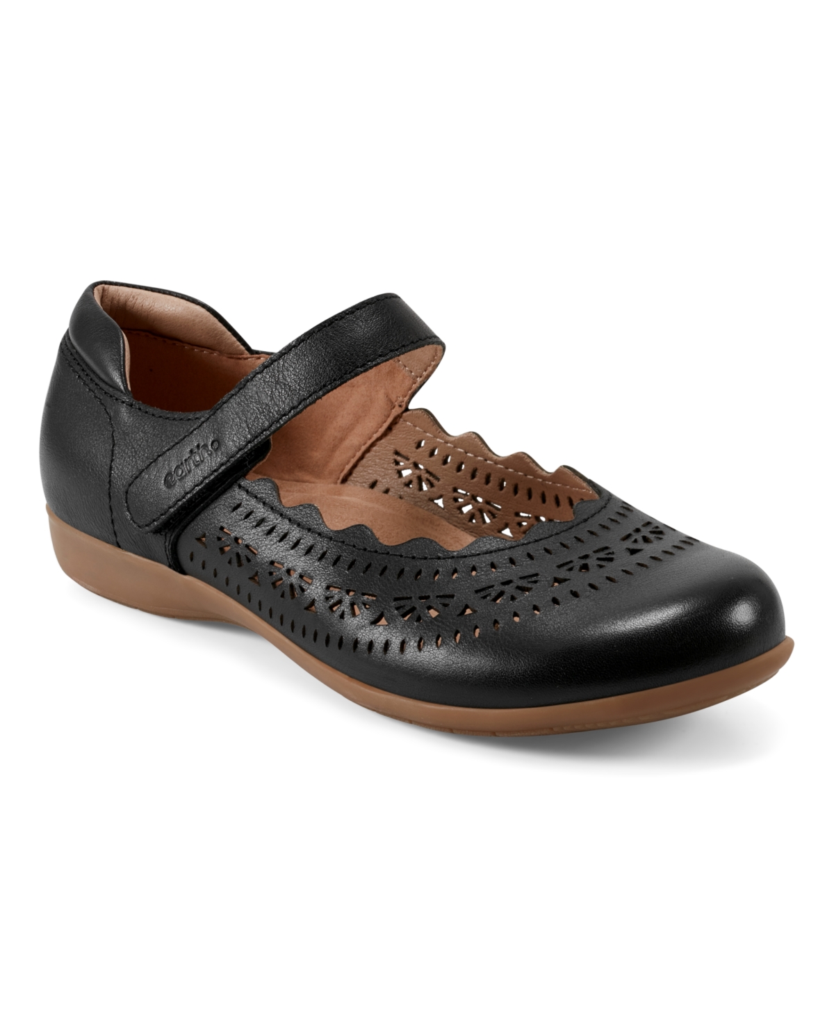 Shop Earth Women's Brady Mary Jane Round Toe Flats In Black Leather