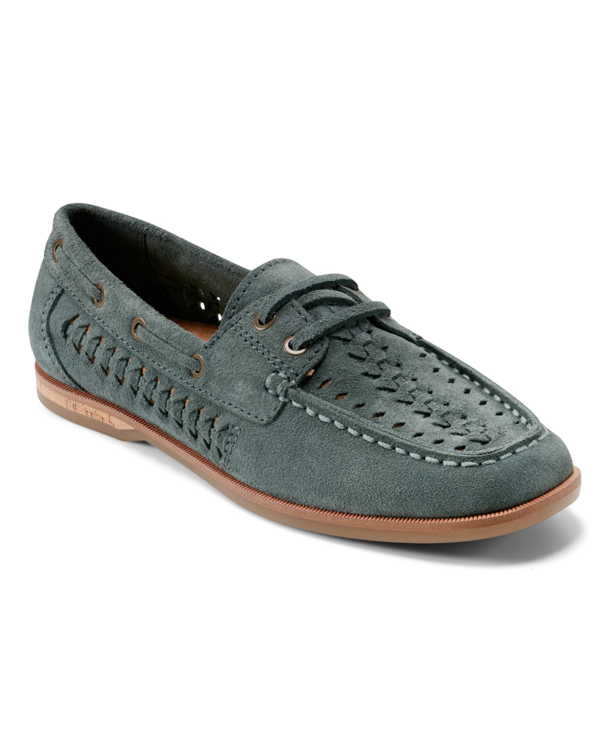 Shop Earth Women's Wishing Woven Slip-on Boat Shoe In Green Suede