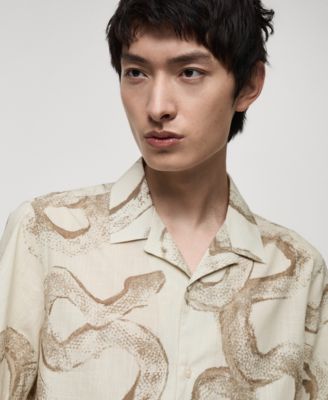 Men's Slim-Fit Printed Cotton Shirt