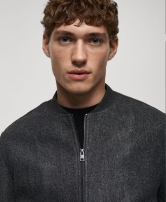 MANGO Men's Slim-Fit Flannel Bomber Jacket