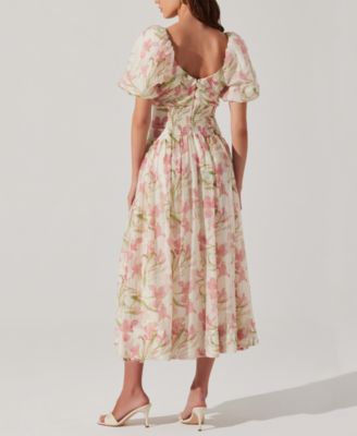 Women's Sasilia Printed Puff-Sleeve Midi Dress