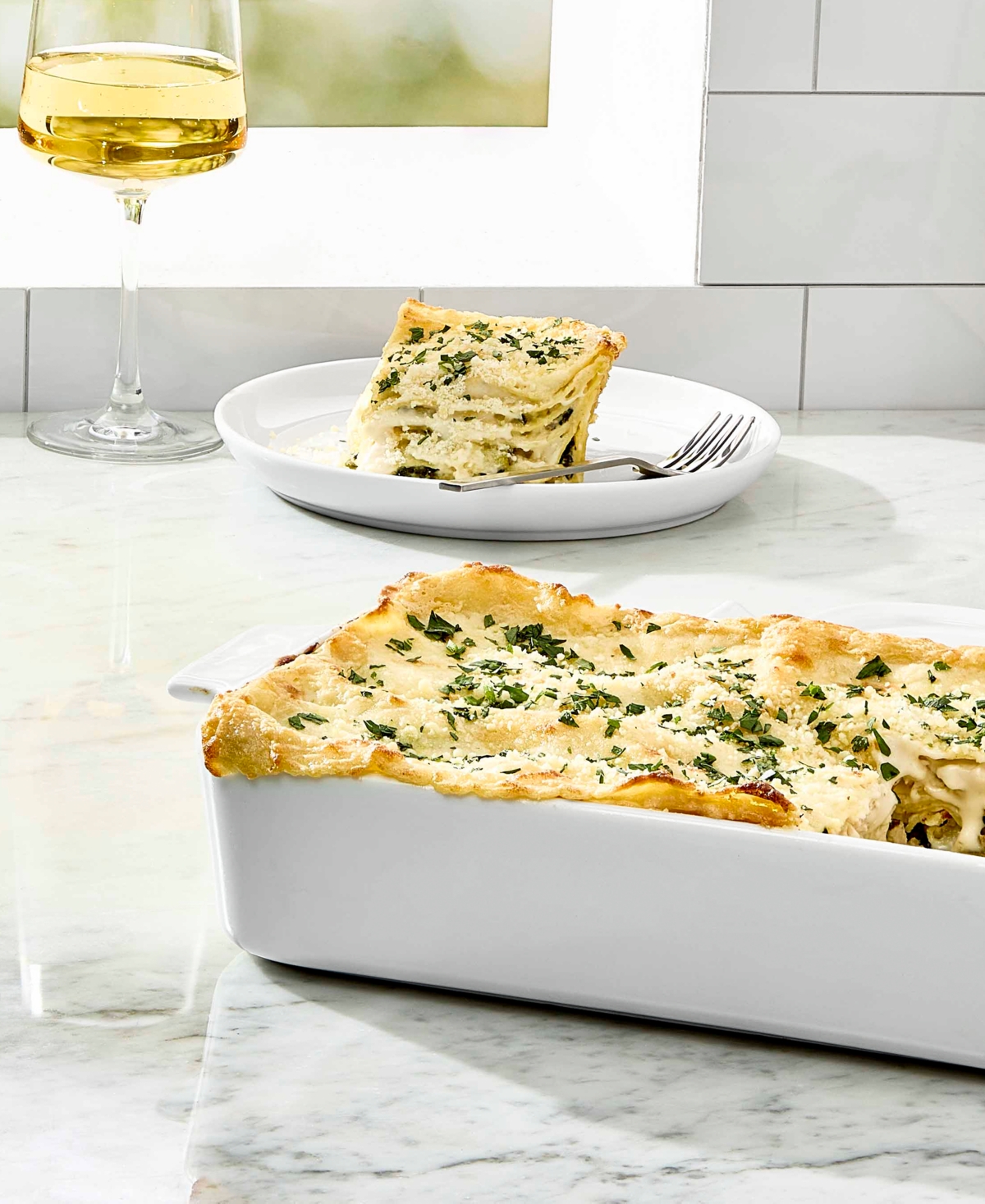 The Cellar James Medium Lasagna Baker With Lid, Exclusively At Macy's In White
