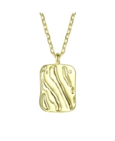 Genevive Sterling Silver 14K Gold Plated Square Pendant Necklace - Gold