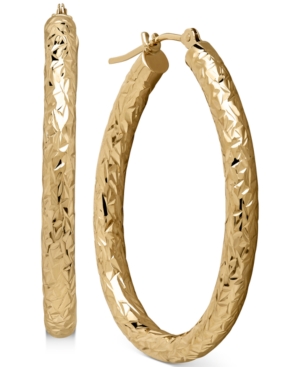image of Diamond-Cut Hoop Earrings in 14k Gold