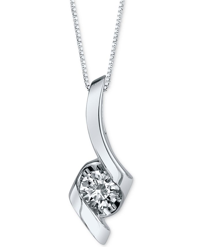 Sirena - Diamond Twist Pendant Necklace (1/3 ct. t.w.) in 14k White Gold