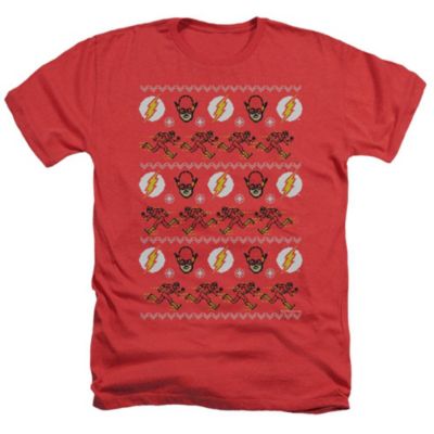 Dc Flash Mens DC Comics Flash The Flash Ugly Christmas Sweater Adult Heather Tee / T-Shirt