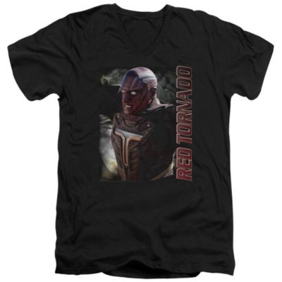 Supergirl Mens Red Tornado Short Sleeve Adult V Neck Premium Cotton Tee / T-Shirt