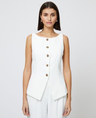 売れ筋商品|||フレンチコネクション カットソー トップス レディース Women's Harrie Boat Neck Button-Front Vest Summer White French Connection Women's Harrie Boat Neck Button-Front Vest