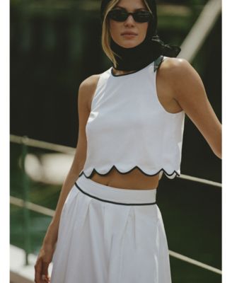 Women's Alexis Cotton Scallop Midi Skirt