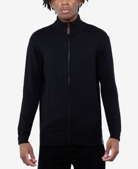 Мужской свитер SPRING + MERCER Full Zip Mock Neck, цвет: Чёрный