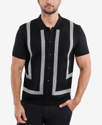 Men's Jacquard Short Sleeve Sweater Polo