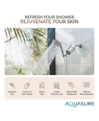 Multi-Stage Shower Filter with Replaceable Cartridge - Chrome | Removes Chlorine, Heavy Metals, Chemicals | Reduces Itchy Skin, Dandruff, Eczema | Improves pH, Skin, Hair & Nails