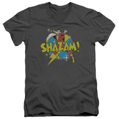 Men's DC Comics Shazam Power Bolt Short Sleeve Adult V Neck Premium Cotton Tee / T-Shirt